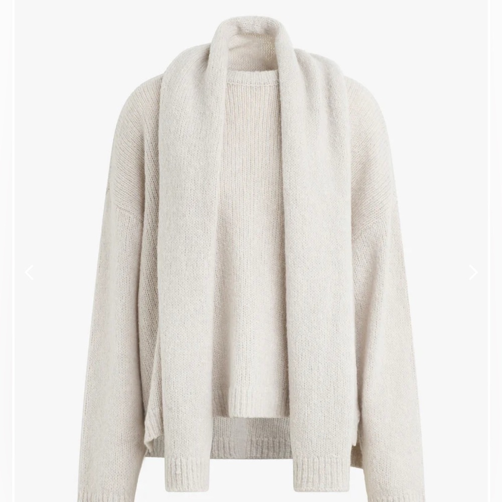 Favorite Daughter Jamie Wool-Cashmere Sweater Scarf Set Grey XS